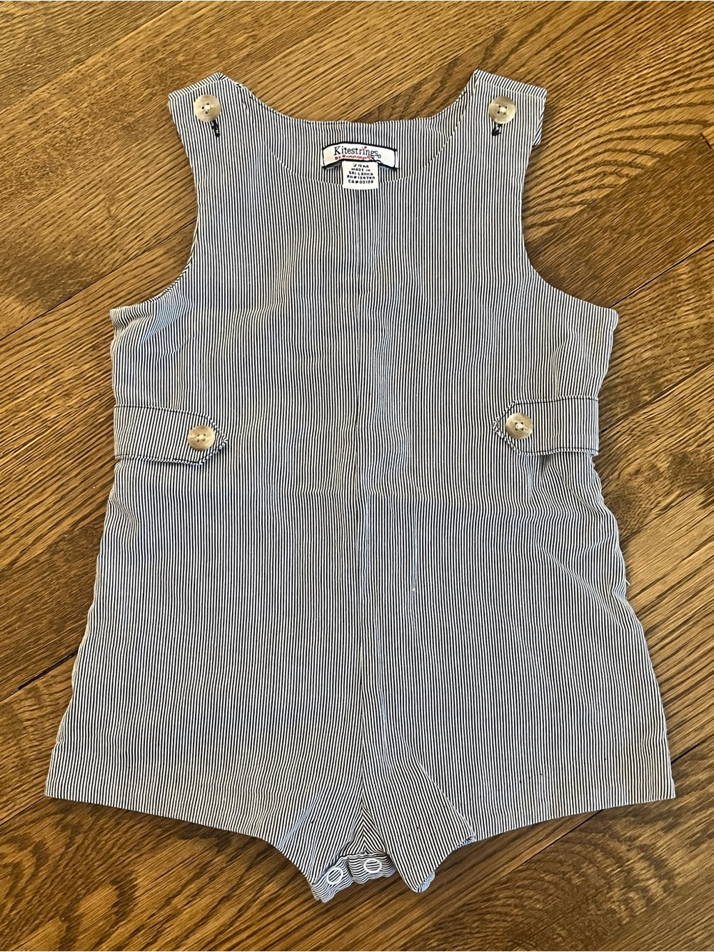 Kitestrings by Hartstrings Baby Boy Romper Navy Blue Stripes 18-24M EUC